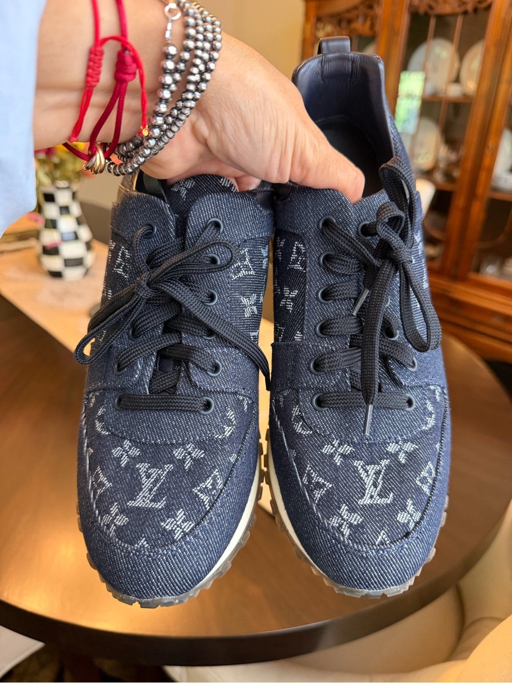 Louis Vuitton Women Dark Blue Monogram Denim Sneakers